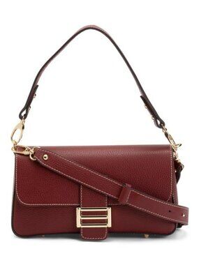 DIVINA FIRENZE Made In Italy Leather Baguette Flap Over Crossbody